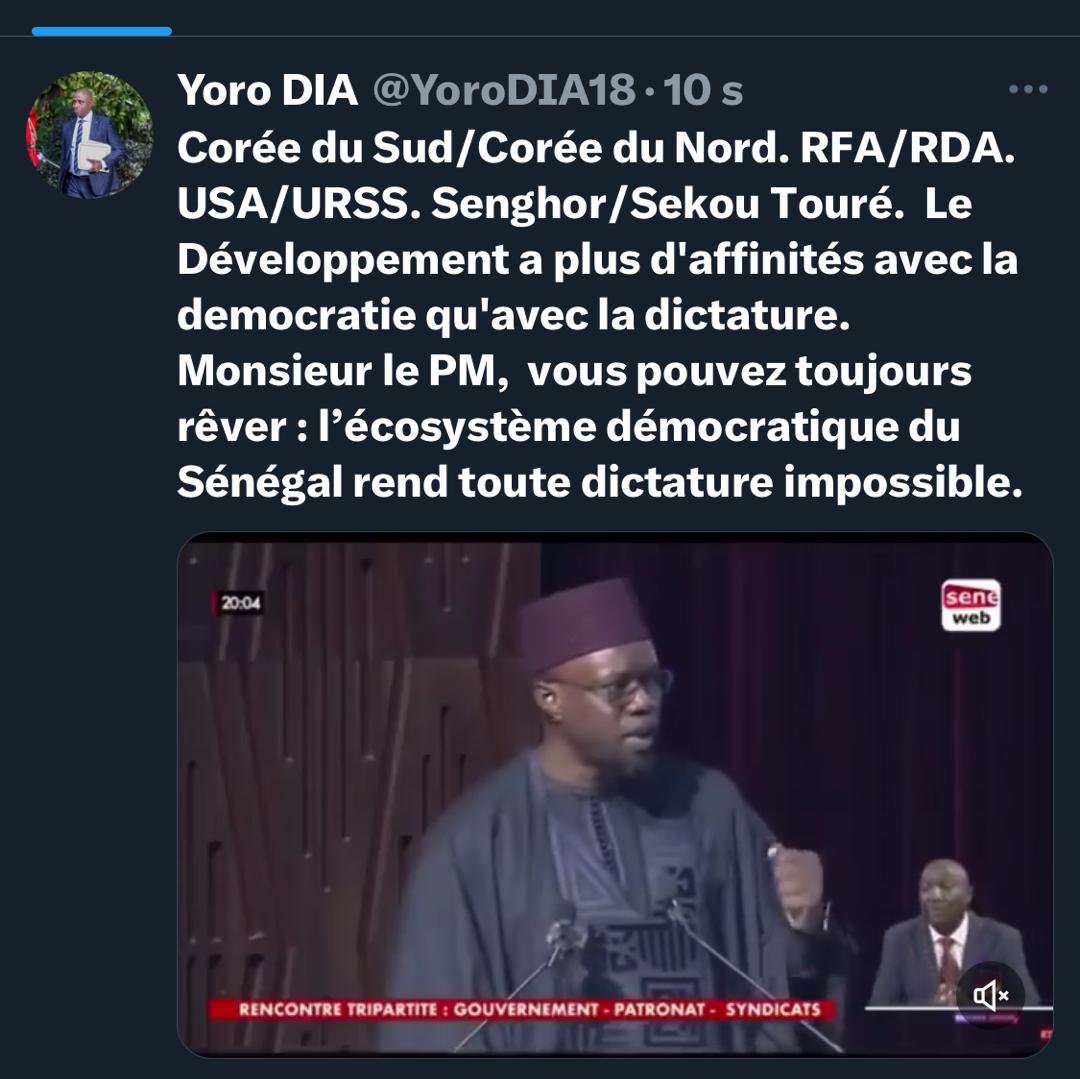 Yoro Dia, ancien Ministre : « Le développement a plus d’affinités avec la démocratie qu’avec la dictature »