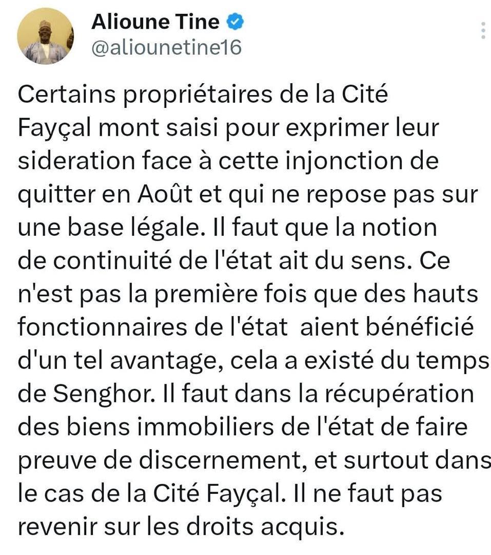 Expulsion de la Cité Fayçal : Alioune Tine met en garde contre la remise en cause des droits acquis