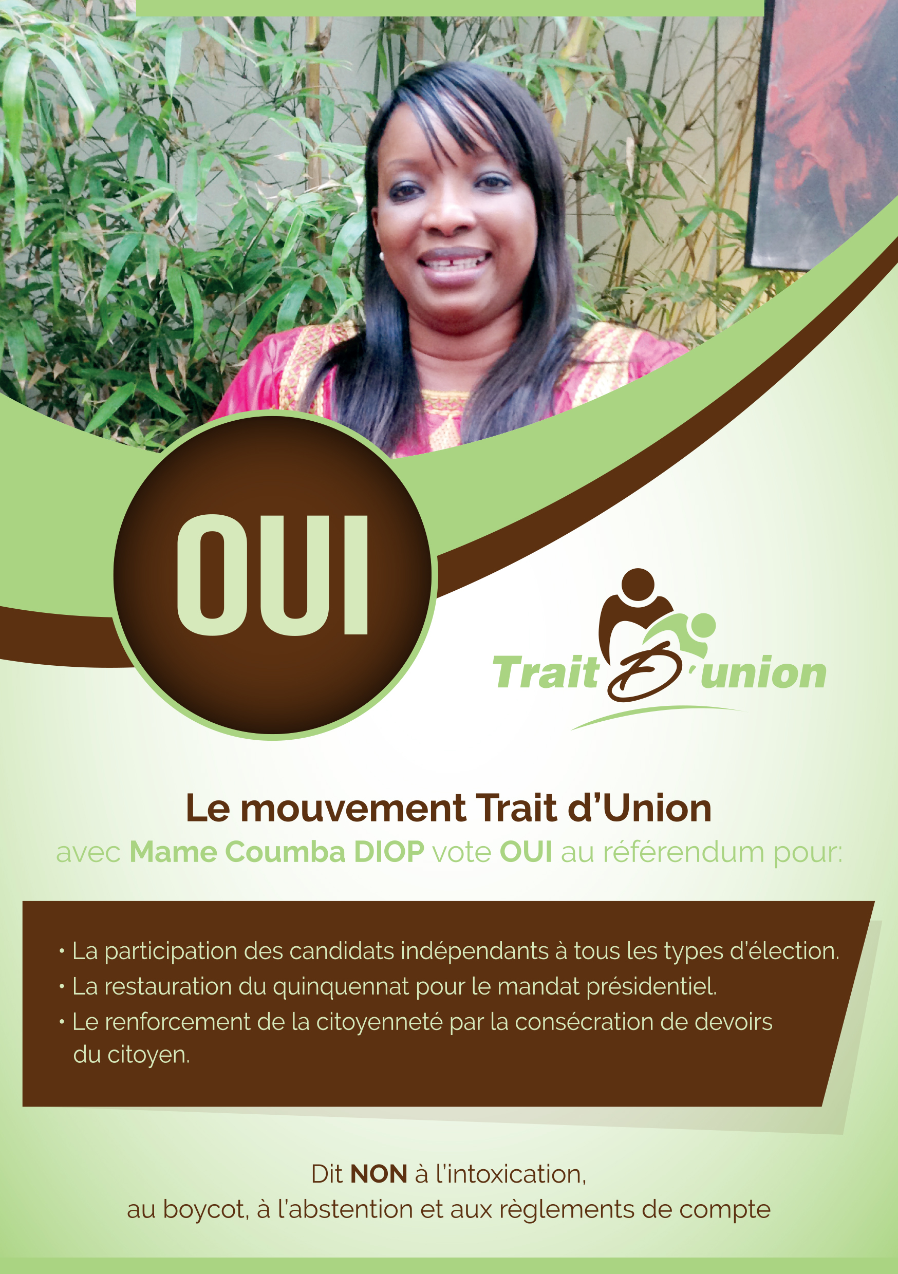 Le mouvement Trait d'Union avec Mame Coumba Diop vote OUI au référendum