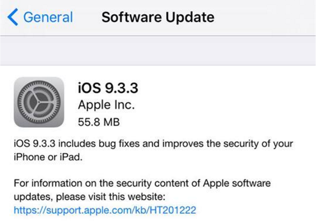 Apple a confirmé un problème autour de l'iOS 9.3.3