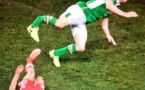 Photo-La terrible blessure de Seamus Coleman face au Pays de Galles, hier soir...