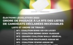 Législatives 2022 : Ordre de passage à la Rts des listes de candidats déclarées recevables