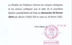 Présidentielle 2024 : La date de l’élection fixée au dimanche 25 février 2024