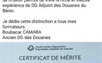 Sous le manteau du Bénin Boubacar Camara honoré : il décroche le Certificat de mérite pour services exceptionnels de l’Organisation mondiale des Douanes