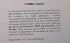 Clôture des dépôts de candidatures: Le Conseil constitutionnel organise des permanences les 23, 24 et 25 décembre