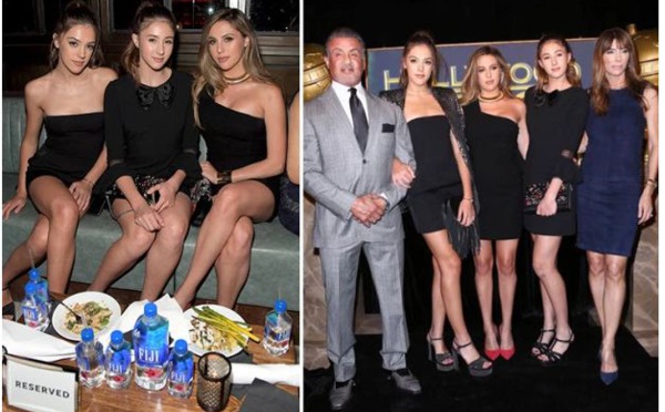 Photos : Sylvester Stallone "Rambo" et ses trois sexy belles filles lors des Golden Globes awards