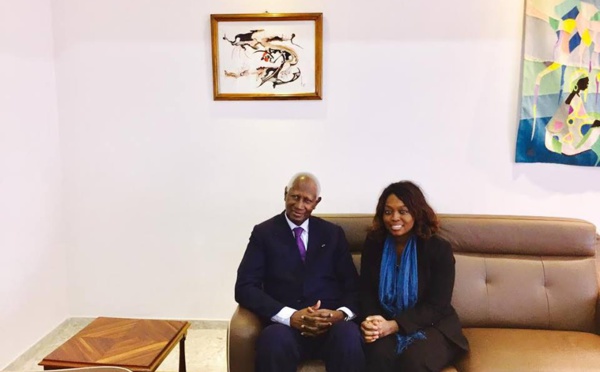 Amy Sarr Fall et l'ancien Président de la République du Sénégal, Abdou Diouf 