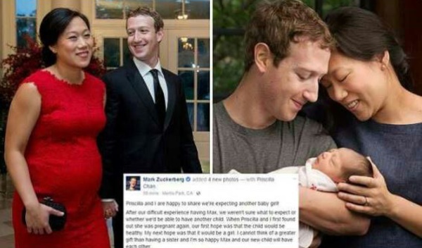 Photo-Mark Zuckerberg, son épouse Priscilla est enceinte de leur deuxième fille