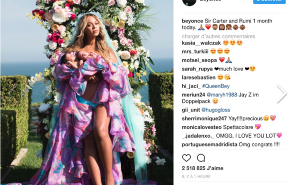 Photo:Beyoncé prend la pose avec ses jumeaux Sir et Rumi