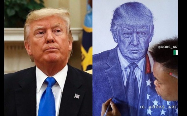 «N’abandonne jamais ton rêve», le président Trump au jeune Nigérian qui a dessiné son portrait