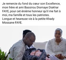 Fait historique : Le couple présidentiel baptise son enfant du nom de la mère du PM Ousmane Sonko