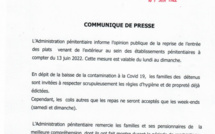 Administration pénitentiaire: Malgré la reprise des repas, les règles d'hygiène édictées sont à respecter pour les visiteurs