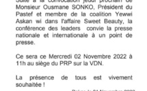 Affaire Sweet Beauté : Ousmane Sonko convoqué ce jeudi 3 novembre, la Conférence des leaders de YAW tient un  point de presse demain